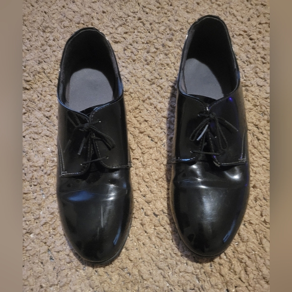 VIBRAM Pointed Toe Shiny Dress Shoes Black Size 10.5 - Picture 2 of 14